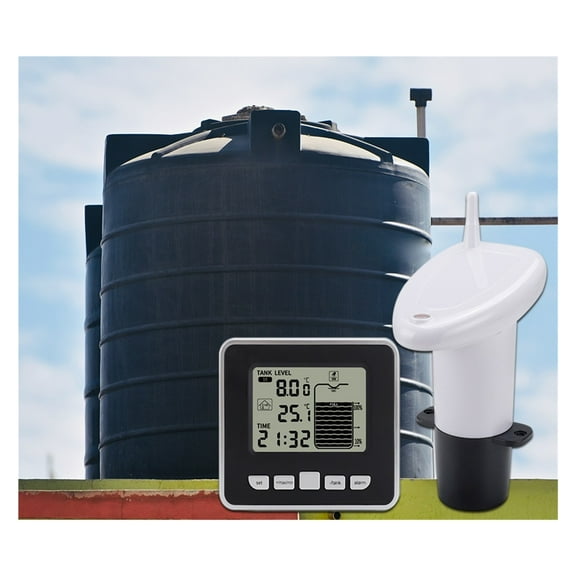 Ultrasonic Tank Liquid Depth Level Meter With Temperature Alarm Water Level Gauge LCD Temperature Display Measuring Tool