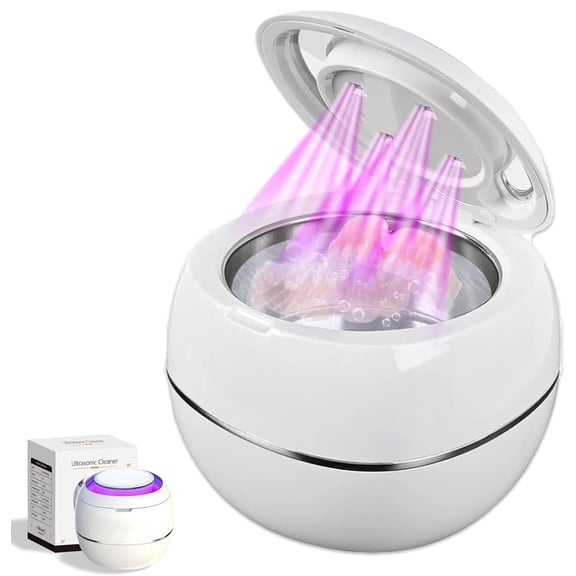 Ultrasonic UV Cleaner for Dentures,45khz Dental Pod Cleaner, UV Dental Retainer Cleaner Machine with Digital Timer for Night Guards, Braces, Aligner, Toothbrush, Jewelry and More(White)