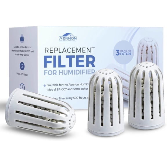 Ultrasonic Universal Humidifier Filter Replacements for Home, Cool Mist Demineralisation Cartridges, Ceramic Stone Material, 500 Hours, 3 Pack