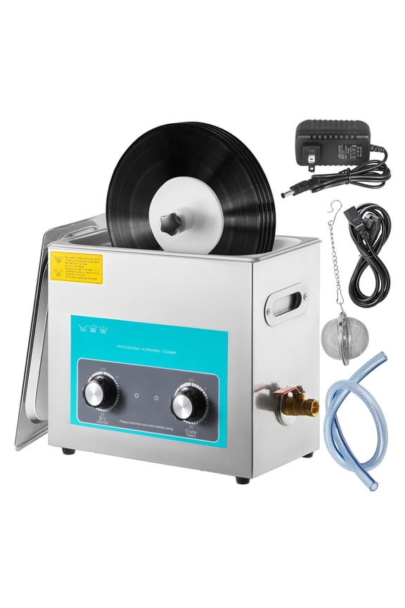 Ultrasonic Vinyl Record Cleaner 6L 40kHz 180W Vinyl Ultrasonic Cleaning Machine Knob Control 8 Records Vinyl Cleaner