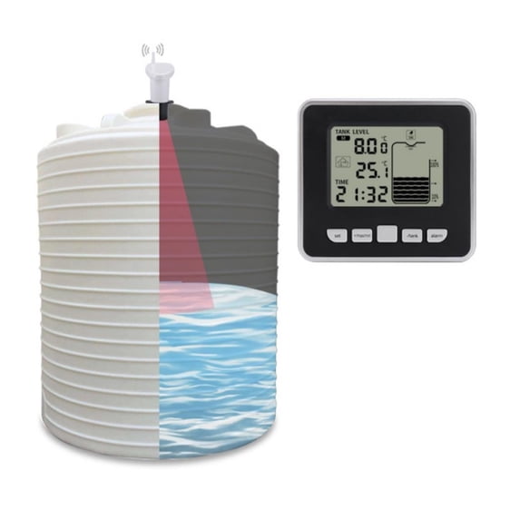 Ultrasonic Water Tank Level Meter Temperature Sensor Display Time Low ...