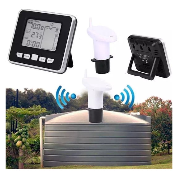 Ultrasonic Water Tank Level Meter Temperature Sensor With Temperature Display Liquid Depth Indicator Time Alarm Transmitter ,Compact & Sturdy