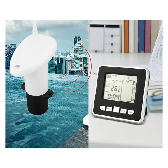 Ultrasonic Wireless Water Tank Liquid Depth Level Meter Sensor With Temperature Display Time Alarm Tank Empty Alert ,Compact & Sturdy