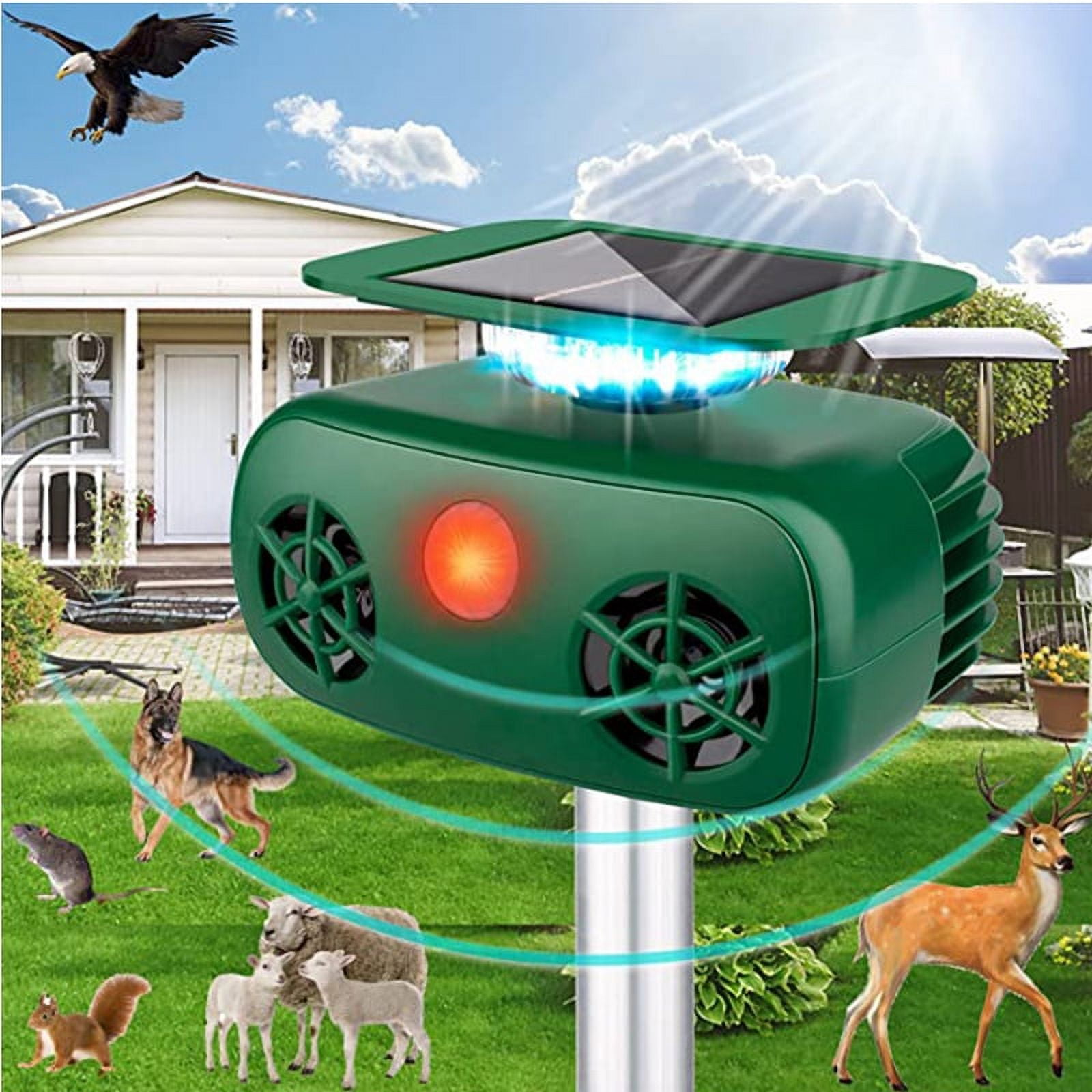 Ultrasonic animal repeller, solar powered animal repeller, outdoor cat