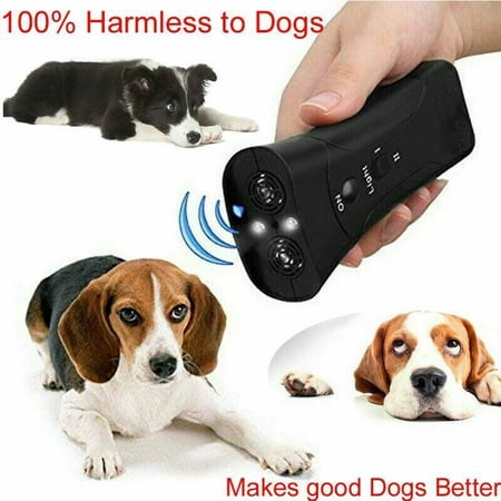 Racing Butterfly Ultrasonic Dog Repellent Training Aid with Flashlight Function, Black