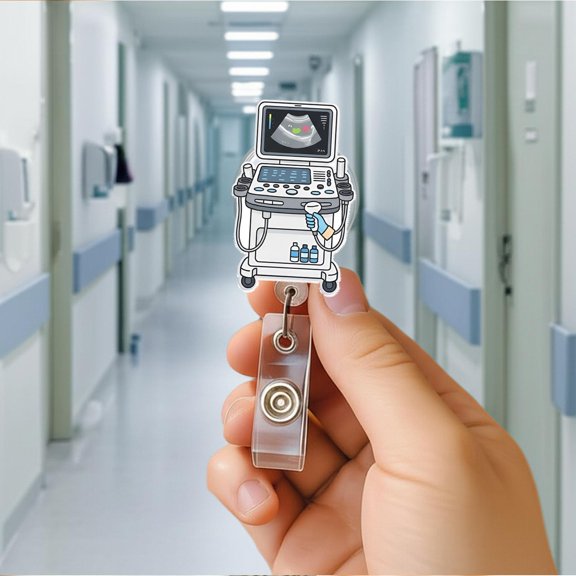 Ultrasound Machine Badge Reel, Acrylic Sonographer ID Holder