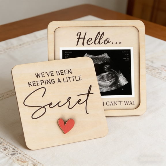 Ultrasound Photo Frame Pregnancy Announcement Wooden Keepsake Box for Youngster's First Sonogram Picture Memory Storage for New Parents Gender Reveal Gift