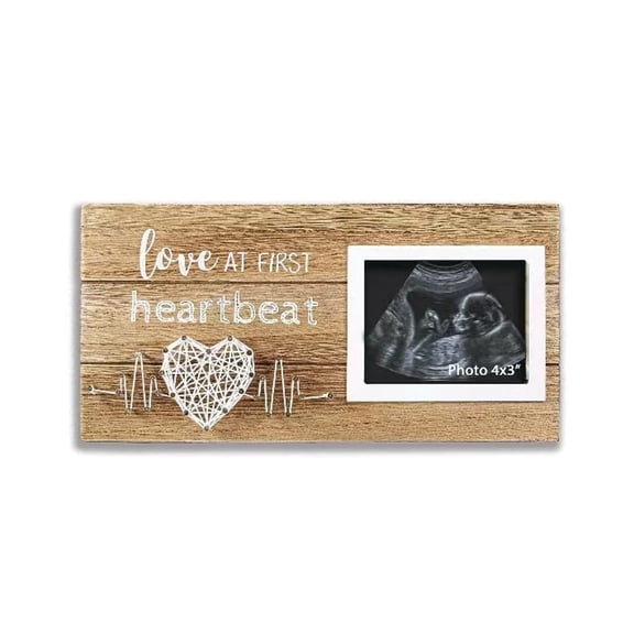 Ultrasound Picture Frames, New Mom Gifts - Pregnancy Announcements Ba By Gender Reveal Gifts - Love At First Heartbeat Sonogram Picture Frame for Standard 4" X 3" Ultrasound Photo, A