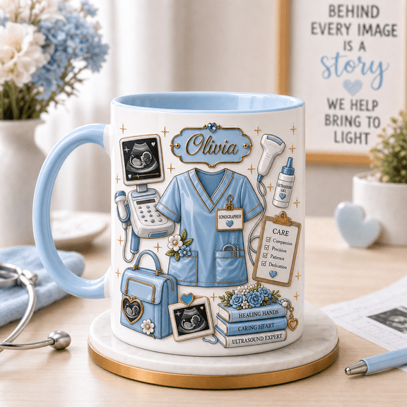 Ultrasound Tech Gift Ceramic Coffee Mugs, Personalized Sonographer for Graduation 11 oz 15 oz