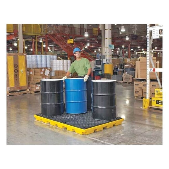 Spill Deck, 66 gal Spill Capacity, 6 Drums, 9,000 lb Load Capacity, Polyethylene