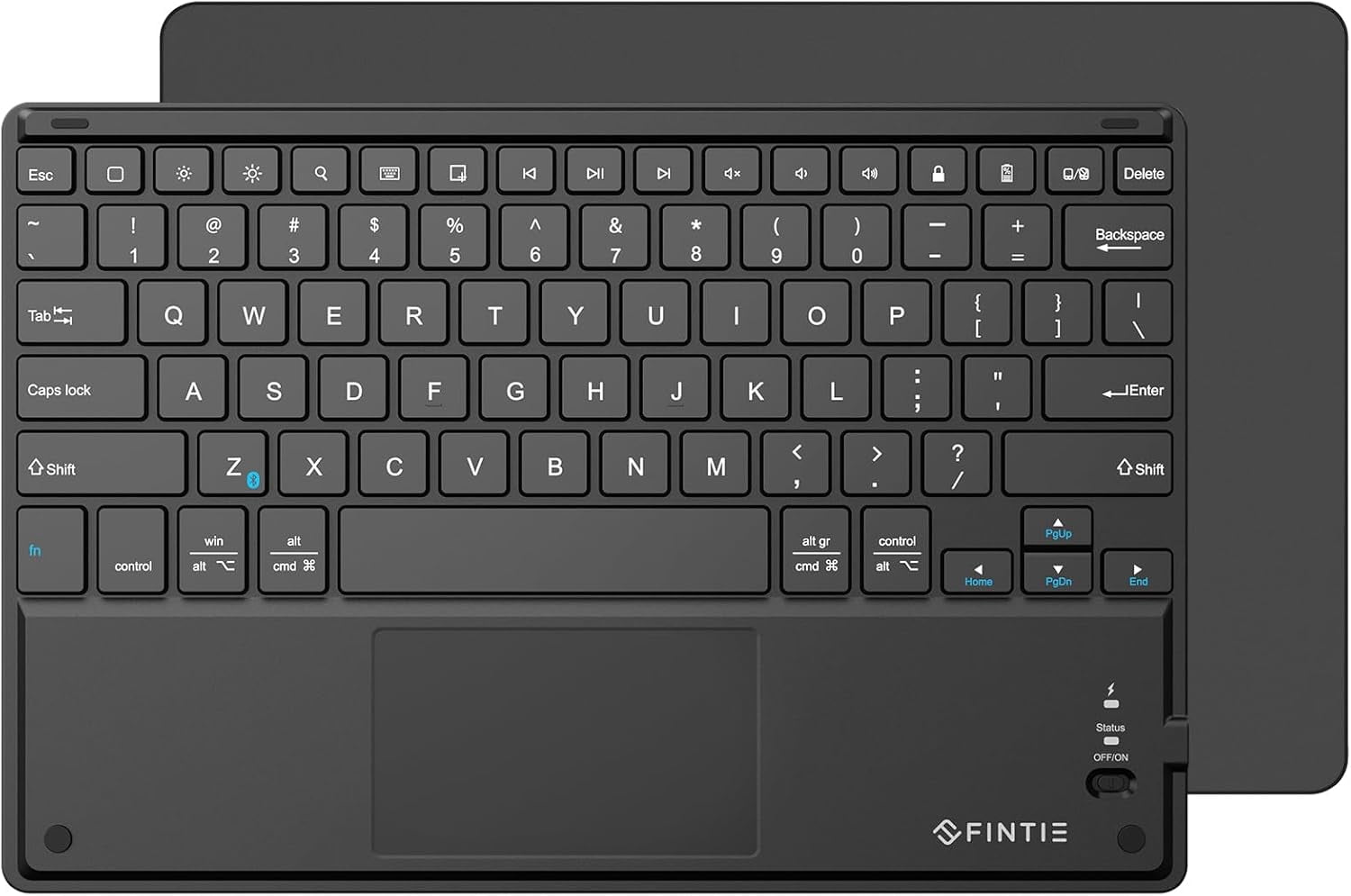 Ultrathin 4mm Wireless Bluetooth Keyboard with Built-in Multi-Touch Touchpad for iPad, iPhone, Samsung Galaxy, Nexus, Microsoft Surface, HP and Other Bluetooth Devices [Retail Packaging]