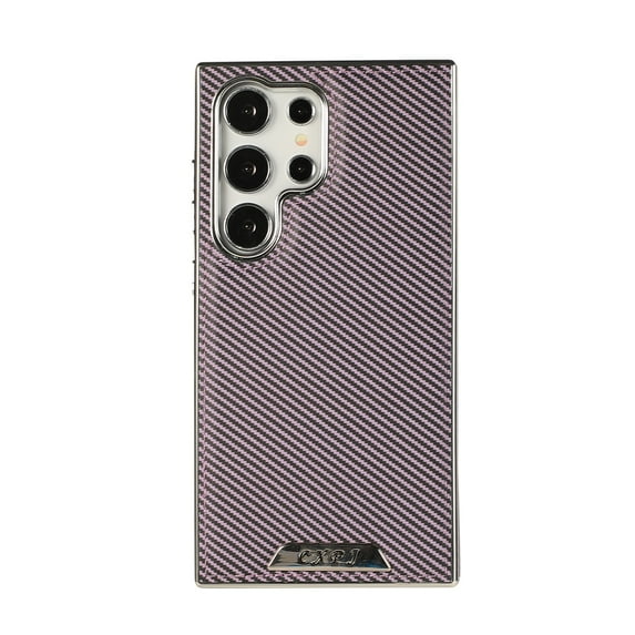 Ultrathin Phone Case for Samsung Galaxy S24 Ultra with Carbon Fiber Electroplated Anti Falling and Anti Slip Shockproof Magnetic Mobile Phone Back Cover case Compatible with MagSafe Charging,Purple