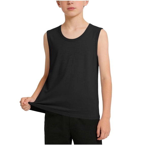 Ultrave Big Boys Basic Crew Neck Tank Tops Solid Sleeveless Casual T-shirt Athletic Undershirts for Kids 1-15Y