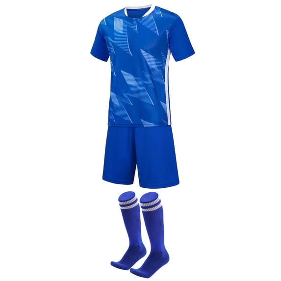 Ultrave Boys Soccer Outfit 3 Piece T-shirt Shorts Socks Set Athletic Football Training for Kids 6-15Y