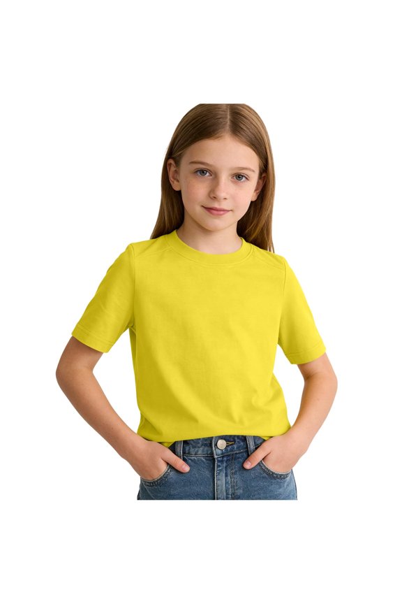 Girls Casual T-shirt Short Sleeve Loose Top Solid Going Out Lightweight T-shirts for 3-16Y