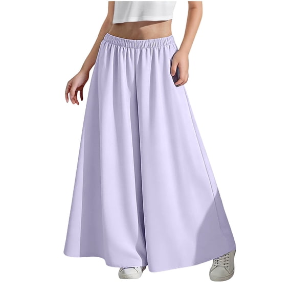 Ultrave Girls Wide Leg Trousers Elastic Waist Summer Flowy Pants Casual Dressy Trousers for 4-15Y