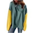 thumbnail image 1 of Ultrave Long Sleeve Shirts for Women Cotton Color Block Baggy Casual Long Sleeve Clothes for Women, 1 of 7
