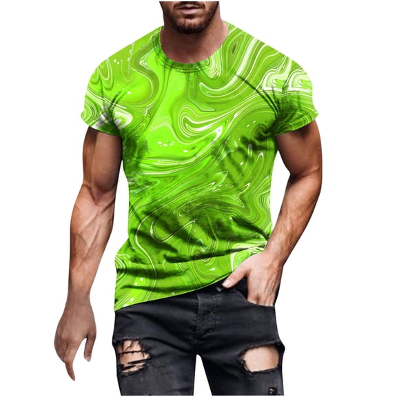 Ultrave Mens Shirts Casual Crew Neck Tie Dyed Short Sleeve Summer Tops Fashion,Army Green,M