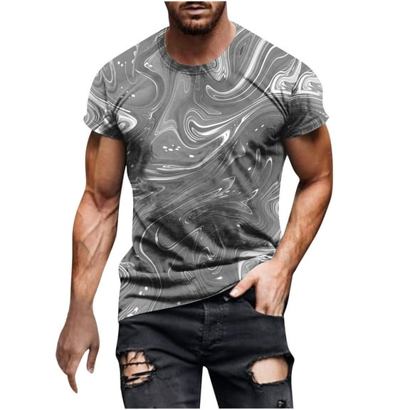 Ultrave Mens Shirts Casual Stylish Tie Dyed Crew Neck Short Sleeve Summer Tops Men Tops,Gray,S
