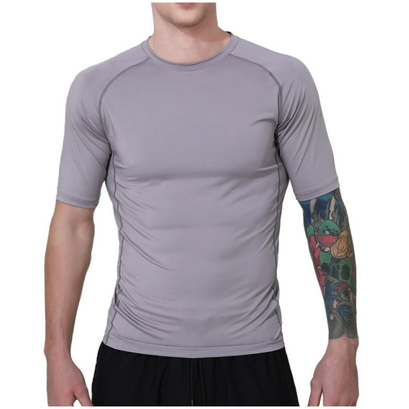 Ultrave Mens Short-Sleeve Shirt Crew Neck Soft Running Gym Summer Tee Men Tops Fashion,Gray,XL