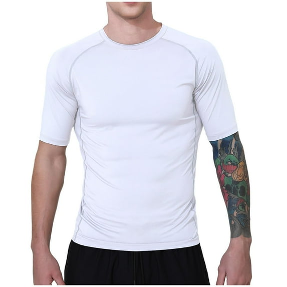 Ultrave Mens Short-Sleeve Shirt Running Gym Soft Crew Neck Summer Tee Mens Clothes,White,S