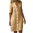 thumbnail image 1 of Ultrave Shirt Dresses for Women Fashion Solid Color Long Sleeve Lapel Dress Womens Fashion, 1 of 6