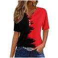 thumbnail image 1 of Ultrave Short Sleeve Womens Tops V Neck Casual Short Sleeve Button Down V Neck Shirts Tees Y2k, 1 of 5
