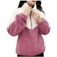 thumbnail image 1 of Ultrave Women'S Lightweight Hooded Puffer Coat Stand Collar Thicken Fleece Jacket, 1 of 3