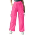 thumbnail image 1 of Ultrave Women's Baggy Cargo Pants with Pocket High Waisted Jogger Trouser Parachute Pant Y2K, 1 of 6
