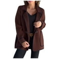 thumbnail image 1 of Ultrave Women's Trench Coats Casual Short Suit Collar Reversible Woolen Jacket Single Button Coat, 1 of 6