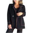 thumbnail image 1 of Ultrave Women's Trench Coats Casual Short Suit Collar Reversible Woolen Jacket Single Button Coat, 1 of 6