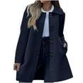 thumbnail image 1 of Ultrave Womens Fashion Fleece Thicken Coat Lapel Button Down Solid Jacket Trendy Outfits Clothes, 1 of 7