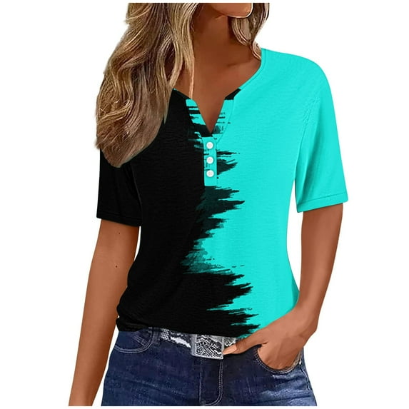 Ultrave Womens Tops Dressy Casual Short Sleeve Button Down Shirts Casual Summer Clothes