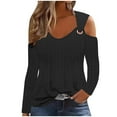thumbnail image 1 of Ultrave Womens Tunic Tops Off Shoulder Sexy Blouse Long Sleeve V Neck Summer Clothes, 1 of 5