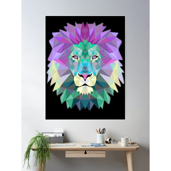 Ultraviolet Lion Prism Poster Wall Art, Modern Wall Decor For Living Room Bedroom, 12x18 UNFRAMED
