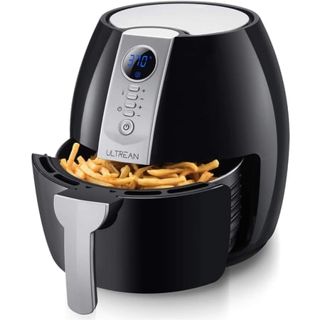 Ultrean Air Fryer, 4.2 Quart (4 Liter) Electric Hot Air Fryers Oven Oilless Cooker with LCD Digital Screen and Nonstick Frying Pot, ETL/UL Certified, 1500W (Black)