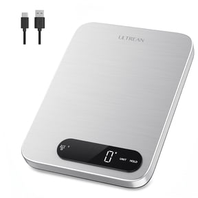 Ultrean Food Scale, Digital Kitchen Scale with LED Display, IPX7 Waterproof, Rechargeable, 1g Precision, Weight Grams and Ounces for Baking Cooking