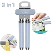 Ultrean Can Opener Manual Built in Bottle Opener for Seniors, Heavy Duty Can Opener Smooth Edge with Sharp Stainless Steel, Soft Ergonomic Handle, Easy to Use for Elderly with Arthritis, Weak Hands
