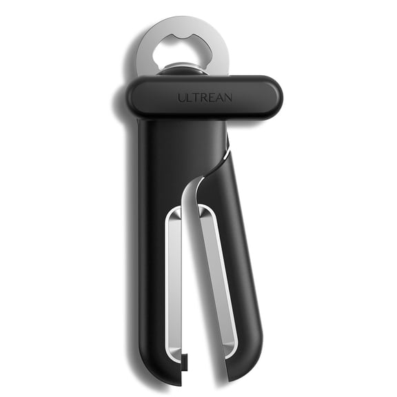 Ultrean Manual Can Opener Bottle Opener, Thickened Heavy-Duty Stainless Steel Construction, Durable and Built to Last, Smooth Edge, Ergonomic Handles, Rust Resistant, Oversized Easy-Turn Knob-Black