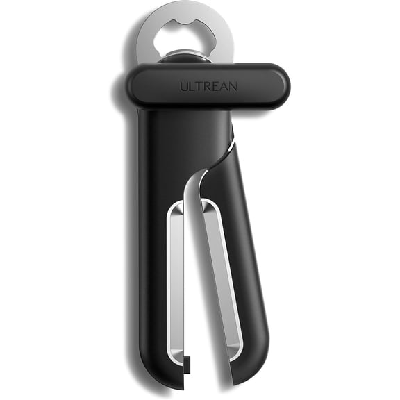 Ultrean Manual Can Opener Bottle Opener, Thickened Heavy-Duty Stainless Steel Construction, Durable and Built to Last, Smooth Edge, Ergonomic Handles, Rust Resistant, Oversized Easy-Turn Knob-Black