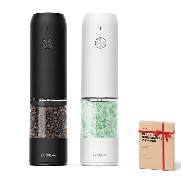 Ultrean Salt and Pepper Grinder Set, Electric Automatic Salt and Pepper Shakers, 6 Adjustable Coarseness Settings, Usb-c Rechargeable, Kitchen Gadgets, 70ml, for Cooking/Bbq, Home House Gifts(2 Pack