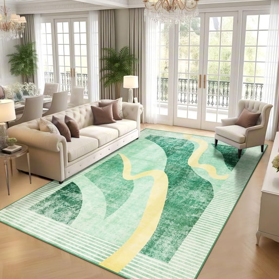 Ultrug Abstract Area Rug Soft Rugs Non-Slip Indoor Carpet for Bedroom Living Room Home Decor,4'x6',Green
