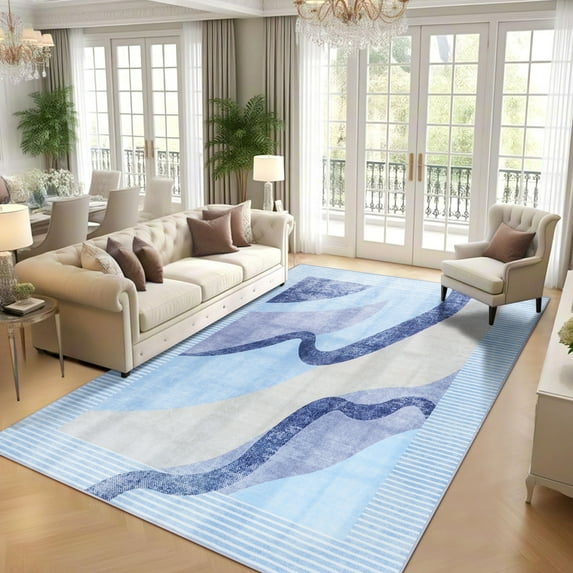 Ultrug Abstract Area Rug Soft Rugs Non-Slip Indoor Carpet for Bedroom Living Room Home Decor,6'x9',Blue