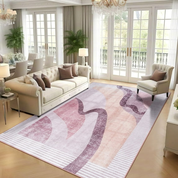 Ultrug Abstract Area Rug Soft Rugs Non-Slip Indoor Carpet for Bedroom Living Room Home Decor,6'x9',Pink