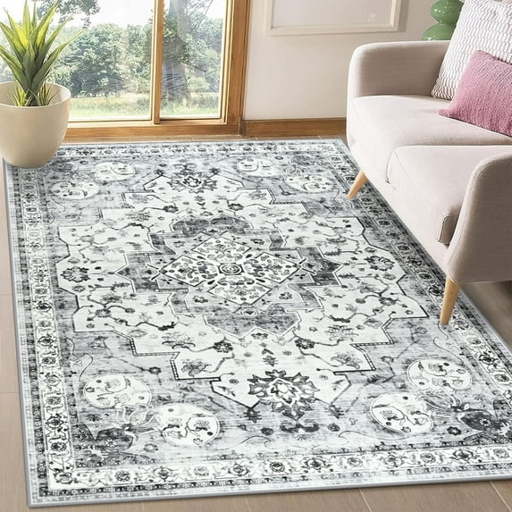 Ultrug Area Rugs for Bedroom Rug for Living Room Nursery Decor Fluffy Vintage Carpet,4'x6',Grey