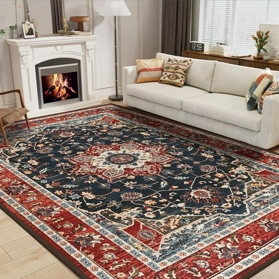 Ultrug Area Rugs for Bedroom Rug for Living Room Nursery Decor Fluffy Vintage Carpet,4'x6',Red