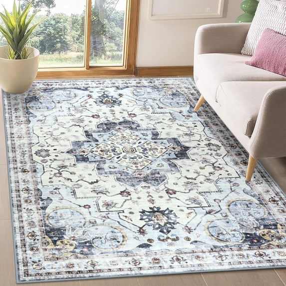 Ultrug Area Rugs for Bedroom Rug for Living Room Nursery Decor Fluffy Vintage Carpet,5'x8',Blue