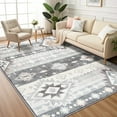 thumbnail image 1 of Ultrug Boho Area Rug Modern Geometric Soft Non Slip Rugs Indoor Floor Carpet for Living Room Bedroom Home Decor,5'x8',Light Grey, 1 of 7