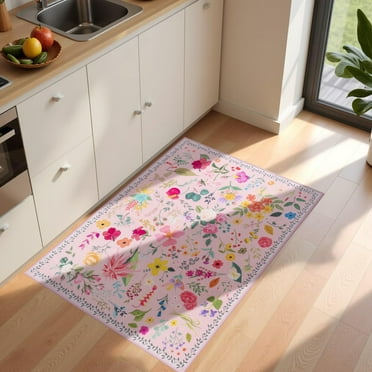 Ultrug Floral Area Rug Soft Non Slip Vintage Rugs for Living Room Bedroom Home Deocr Flower Carpet,2'x3',Pink