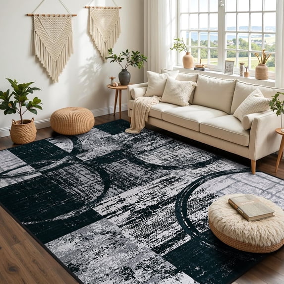 Ultrug Fluffy Rugs for Bedroom Abstract Area Rug for Living Room Decor Nursery Carpet,4'x6',Grey